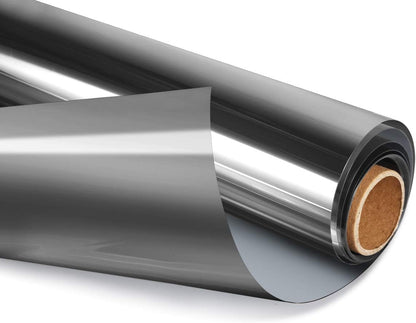 HIDBEA One Way Privacy Window Film, Daytime Mirror Reflective Heat Control UV Sun Blocking Non-Adhesive Static Cling Window Tint for Home and Office(Black-Silver, 35.4 Inch x 8.2 Feet)