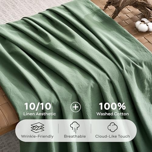 JELLYMONI 100% Washed Cotton Pillowcases, Envelope Closure 2-Pack - Image 4