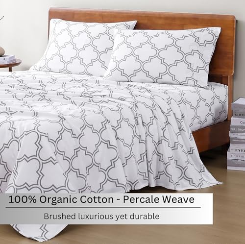 LANE LINEN Twin Sheet Set 100% Organic Cotton Soft 3pc Percale - Image 3
