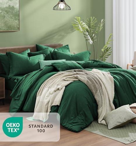 Monbix Queen Size Comforter Set 7 Pieces Emerald Green Bed in a Bag - Image 5