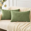 MIULEE Soft Chenille Lumbar Throw Pillow Covers Sage Green 12x20 Pack of 2 by MIULEE