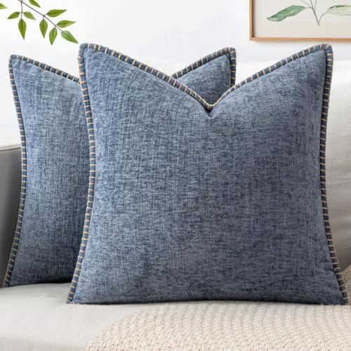 MIULEE Decorative Couch Throw Pillow Covers 20x20 in Dark Grey Blue 2 Pack by MIULEE