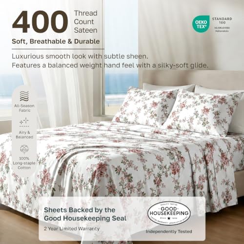 California Design Den Soft 100% Cotton Sateen Queen Sheet Set - Image 2