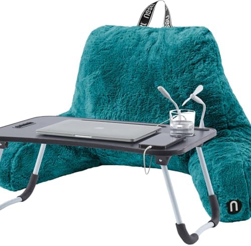 Nestl Fur Reading Pillow with Laptop Lap Desk, Stylish Back Pillow by Nestl