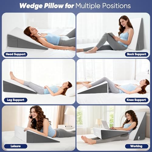Bed Wedge Pillow for Sleeping & Resting, 8 inch Incline Pillow Wedge for Adults - Image 3