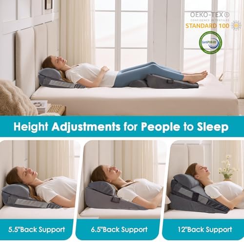 3Pcs Wedge Pillow Set for After Surgery, Acid Reflux Relief, Adjustable Bed - Image 3