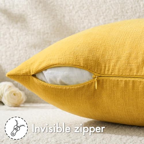 MIULEE Yellow Chenille Couch Lumbar Throw Pillow Covers - Image 5