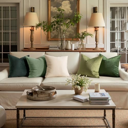 MIULEE Velvet Throw Pillow Covers 16x16 Inch Pack of 2 Army Green - Image 3