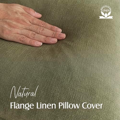 Foindtower Linen Solid Decorative Throw Pillow Covers 26x26 Olive Green - Image 2