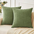 MIULEE Soft Chenille Throw Pillow Covers Sage Green 16x16 Inch Pack of 2 by MIULEE