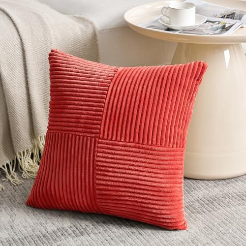 Fancy Homi 2 Packs Red Decorative Throw Pillow Covers 18x18 Inch - Image 2