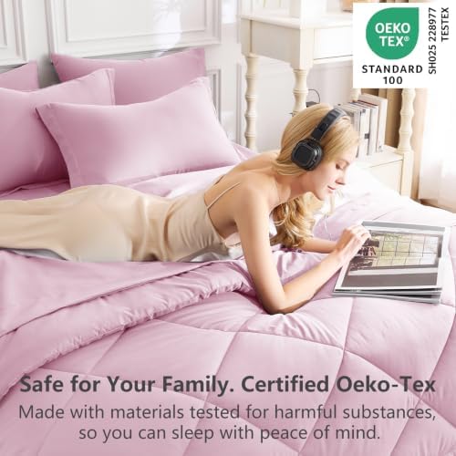CozyLux King Comforter Set 102"x90" Light Pink - Image 3