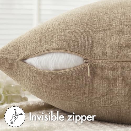 MIULEE Light Brown Chenille Couch Lumbar Throw Pillow Covers - Image 6
