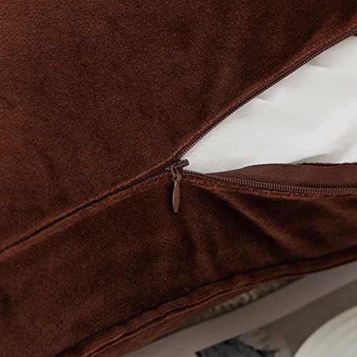 JIAHANNHA Velvet Brown Throw Pillow Covers 18”x18”Pack of 2 Soft Decorative - Image 3