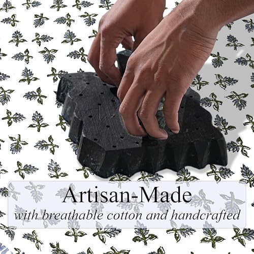 Ridhi Baby Blossoms Block Print Ruffle Pillow Covers 18x18 Inch Set of 2 - Image 3