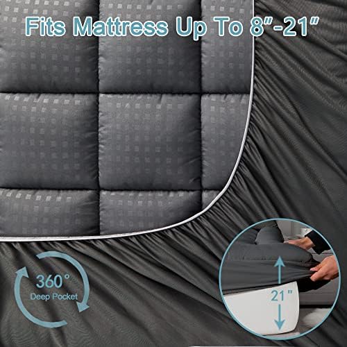 HYLEORY Twin XL Mattress Pad Quilted Fitted Mattress Protector Cooling Pillow - Image 5