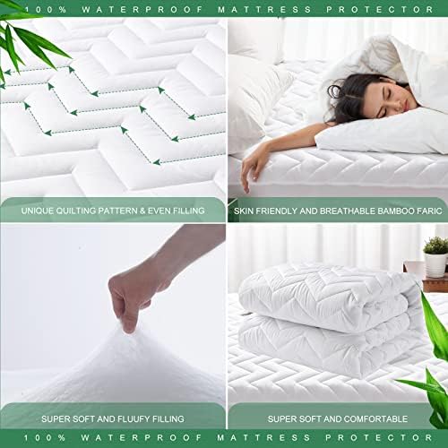 Unilibra Twin Size Waterproof Mattress Pad Rayon Made from Bamboo, Quilted - Image 4