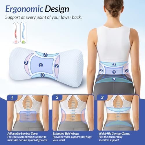 ZIKEE Inflatable Lumbar Pillow for Lower Back Pain Relief, Removable Cover - Image 3