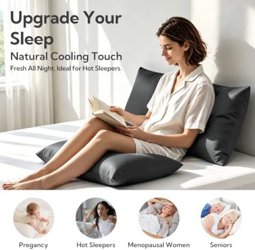 MR&HM Queen Pillowcase Set of 2, Cooling & Breathable, Dark Grey - Image 2