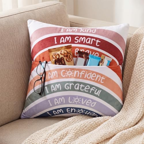 18 x 18 Inch Rainbow Pocket Pillow Gift Reading Corner - Image 5