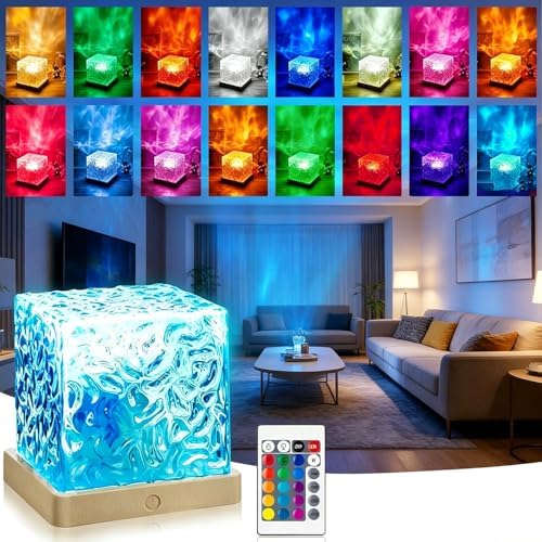 Ocean Wave Projector Light, 16 Colors Changeable Ocean Lamp with Remote, 3D Holographic Water Ripple, Romantic Ambient Lighting for Meditation, Relaxation, Bathroom, Night Light by KISSWILL