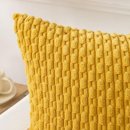 Kevin Textile Soft Corduroy 14"x22" Pillow Cover 1 Pack, Mustard Yellow - Image 2