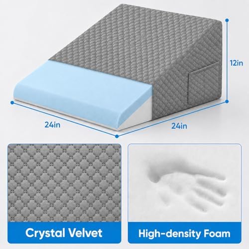 OAISZ Wedge Pillow for Sleep Apnea, 12-Inch Memory Foam Top - Image 3