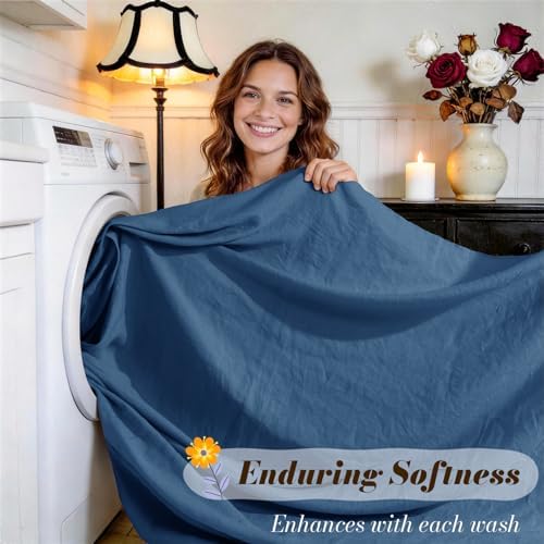 SONORO KATE 100% French Linen King Size Sheets Set, Natural Flax Bedding - Image 5