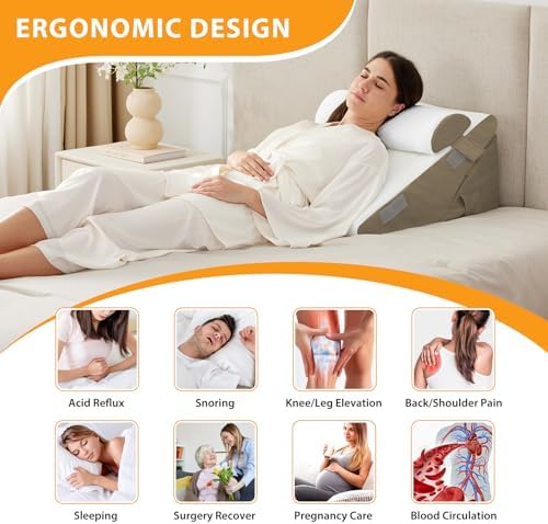 Ruqmuis Wedge Pillow Set for After Surgery, Incline Pillow Wedge for Headboard - Image 6