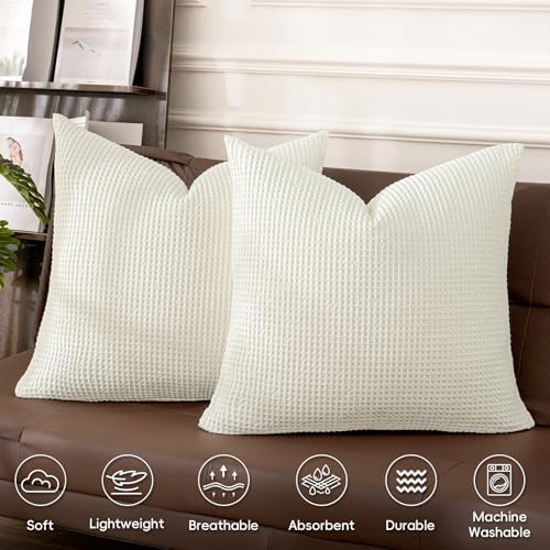 PHF Cotton Waffle Euro Shams 26" x 26", No Insert - Image 3