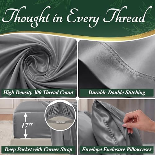 DECOLURE 100% Viscose Derived from Bamboo Sheets Twin Size, Luxury 4 Pc Set - Image 4