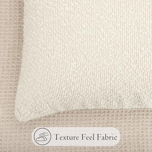 JoraLion 14x36 inch Boucle Lumbar Pillow Cover, Cream Woven Texture Neutral - Image 4