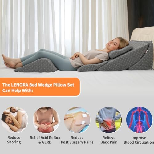 Adjustable Orthopedic Bed Wedge Pillow Set, Post Surgery Recovery, Memory Foam - Image 5