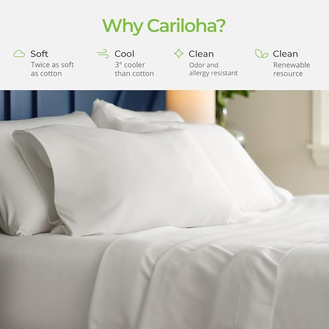 Cariloha Aloha Soft 4-Piece Sheet Set | Coastal Pine | Split King | Made from 100% Viscose derived from Bamboo | Introductory Sheet Line