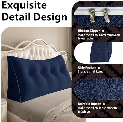 Triangle Reading Pillow XXLQueen Size XXL Wedge Headboard Extra Large Back - Image 5