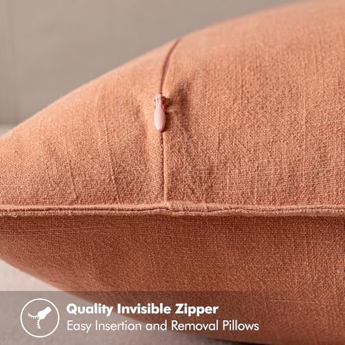 MIULEE Decorative Linen Pillow Covers 20x20 Inch Coral - Image 3