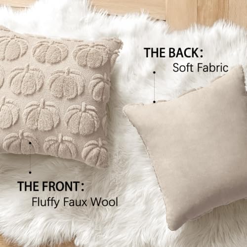MIULEE Fall Pillow Covers Pumpkin Fall Decor 22x22 Beige - Image 5
