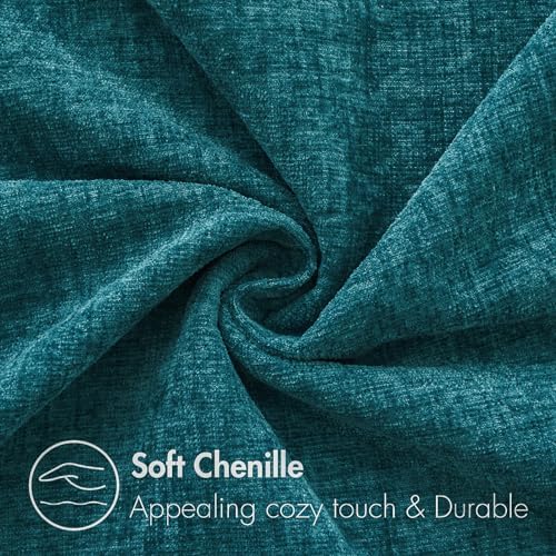 MIULEE Soft Chenille Throw Pillow Covers Dark Teal 20x20 Inch Pack of 2 - Image 2