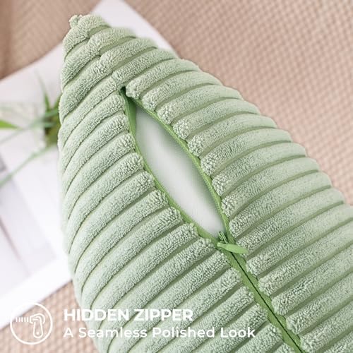 Mecatny Corduroy Decorative Throw Pillow Covers 16x16 Set of 2 Sage Green - Image 4