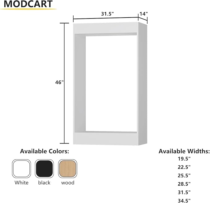 Double Hanging Closet Unit, Modular Closet System, Wood Closet System Organizer with Storage for Walk In Closets, Clothing Rack Wardrobe Closet for Hanging Clothes, Bedroom, White, 31.5"W