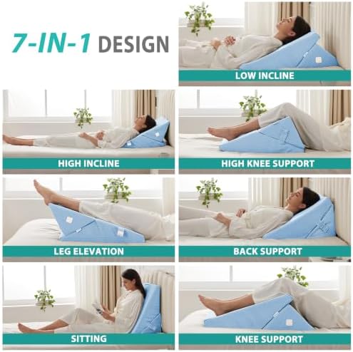 Bedluxe Wedge Pillow for Sleeping, Adjustable 9&12 Inch Foldable Bed Wedge - Image 2