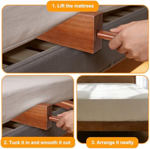 Mattress Lifter & Bed Maker Tool Set, Acacia Wood Effortless Bed Sheet Tucking - Image 5