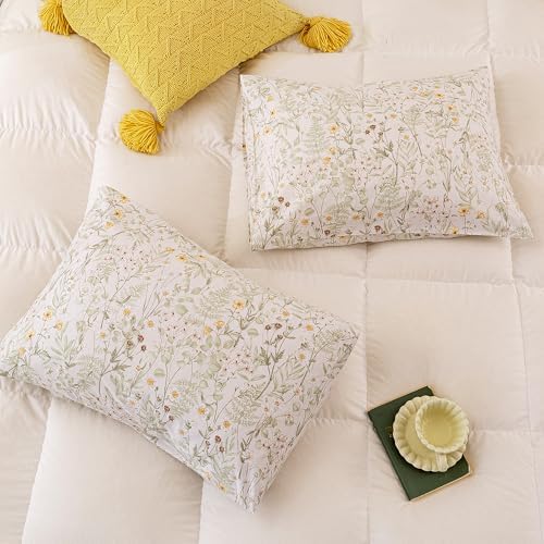 ECOCOTT Floral Pillowcases Standard Size 2 Pack, 100% Washed Cotton Pillow Cases - Image 4