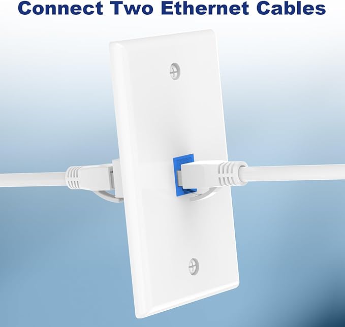 VCE Ethernet Wall Plate (UL-Listed) 1-Port, Keystone Jack Wall Outlet with CAT6 Keystone Inline Coupler Insert and Low Voltage Mounting Bracket 1 Gang, Blue 2-Pack