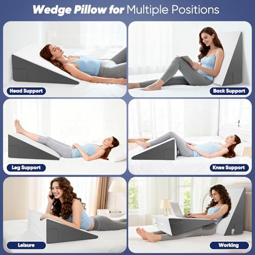12 inch Bed Wedge Pillow for Adults Seniors, Cooling Memory Foam Incline Pillow - Image 3