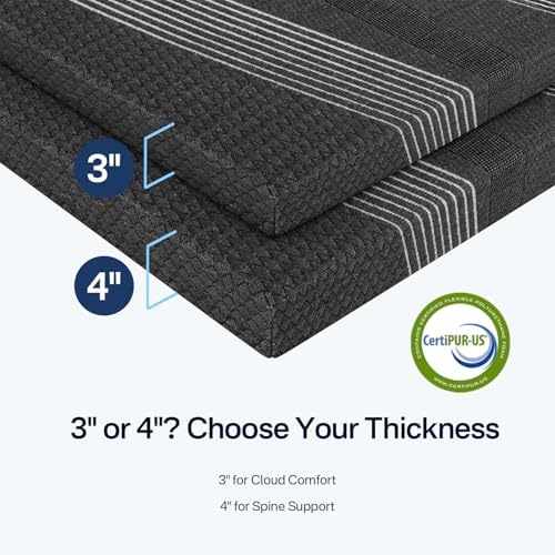 3 Inch Full Mattress Topper Memory Foam, Cooling Gel & Non-Slip Straps - Image 6