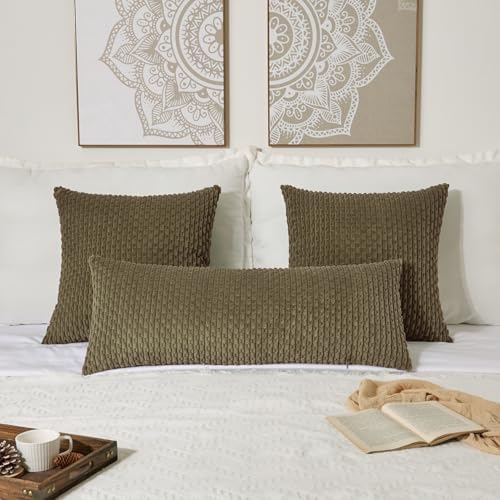 Kevin Textile Soft Corduroy 14"x36" Lumbar Pillow Cover 1 Pack, Olive Green - Image 7