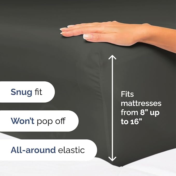 Cal King Size 4 Piece Sheet Set - Comfy Breathable & Cooling Bed Sheets Set - Hotel Luxury Bedding for Women, Men, Kids, Teens, Boys & Girls - Deep Pockets, Soft, Wrinkle Free - Oeko-Tex - Charcoal