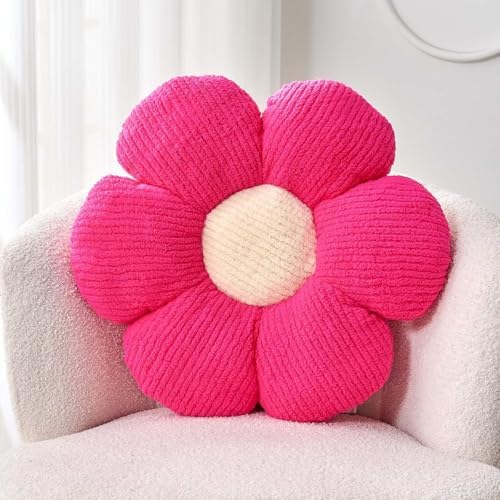 Kcvvcr Flower Throw Pillow, Soft Hot Pink 19.6" Shaped Floor Pillow by Kcvvcr