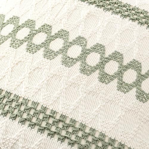 MIULEE Set of 2 Sage Green Boho Decorative Pillow Covers 16x16 Inch - Image 4